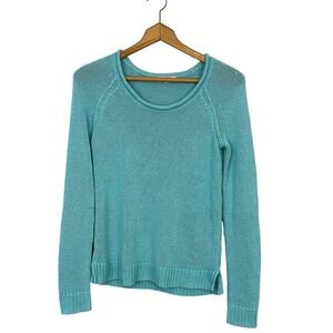 Lilly Pulitzer Aqua Blue Sweater‎ XS Roll Neck Coastal Preppy Slouchy Soft Knit